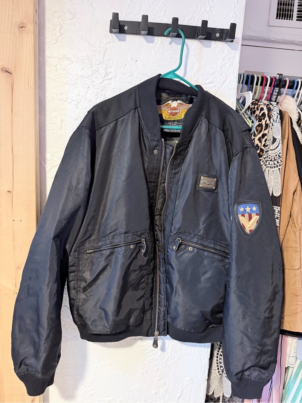 Harley-Davidson Black Men's Bomber Jacket with Shield Patch